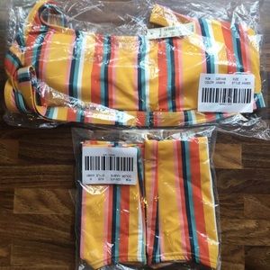 NWT Madewell Striped Bikini Set size Medium Top & Bottom